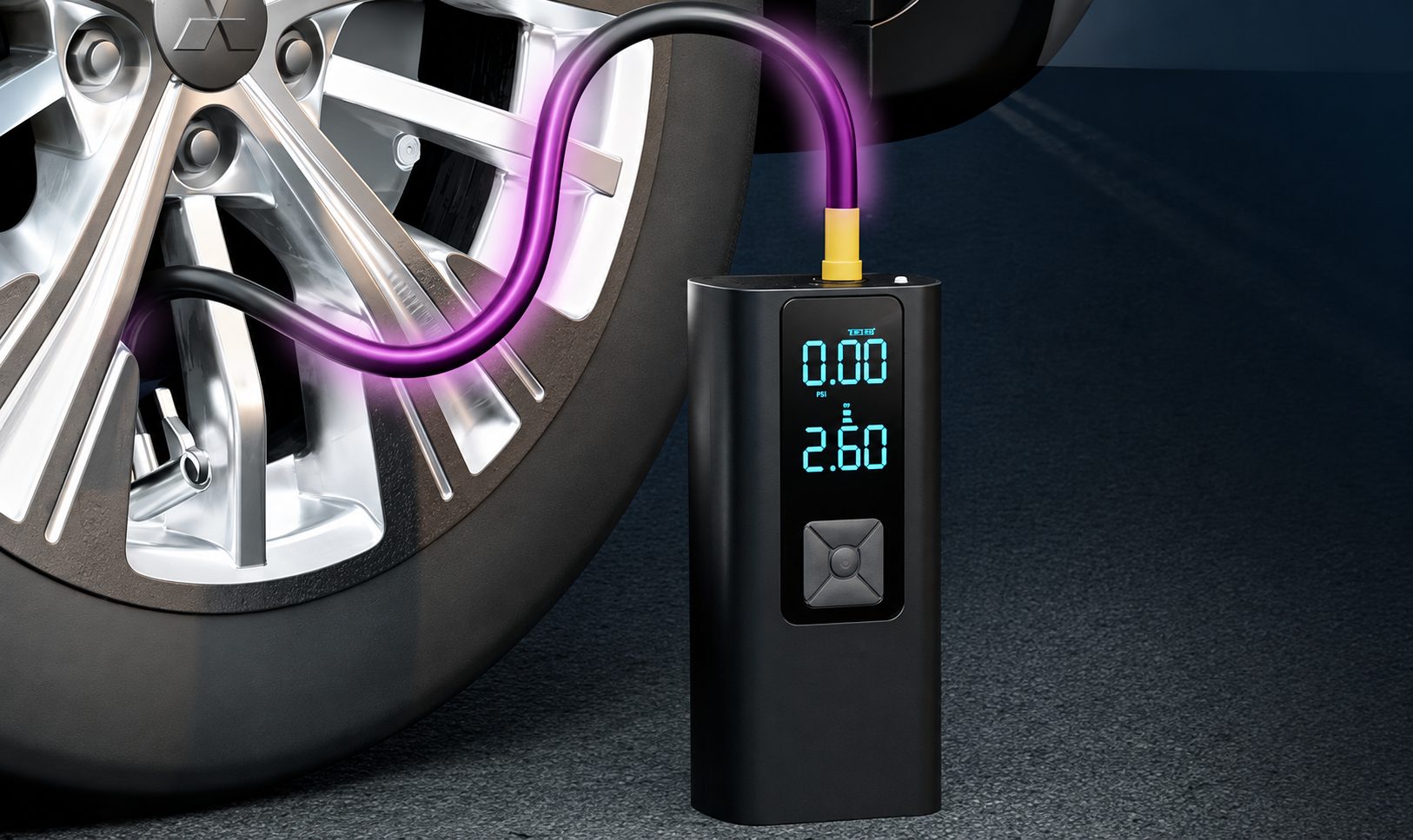 Écran digital du TireHero affichant la pression cible du pneu